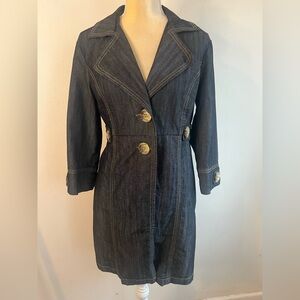Baccini denim trench coat size large winter peacoat